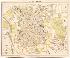 antique map of Madrid Spain 1887 letts